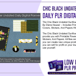 Chic Black Undated Sunflower Daily PLR Digital Planner