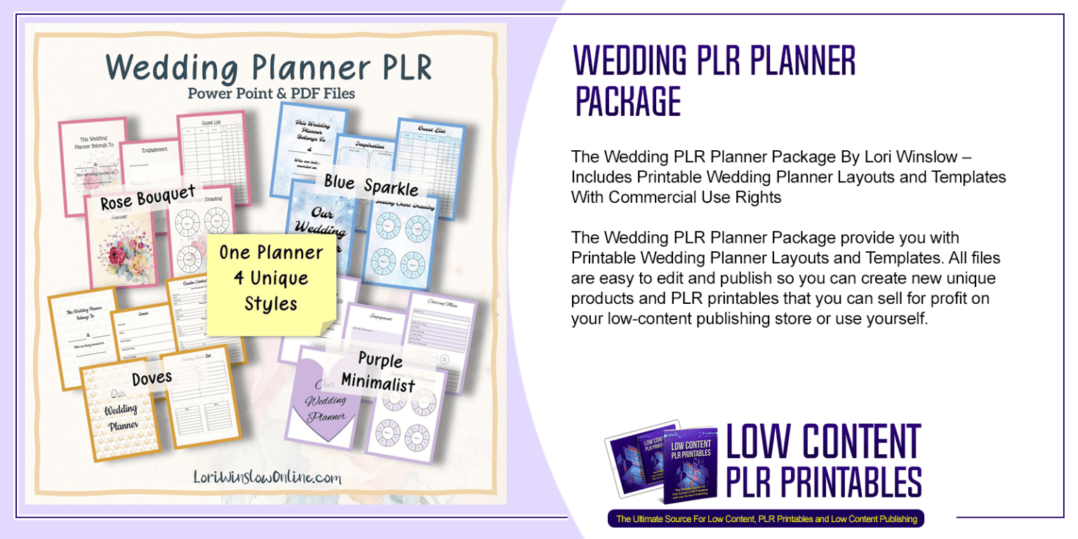 Wedding PLR Planner Package | PLR Printable Planner Layouts