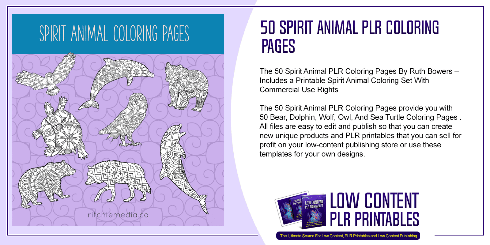 50 Spirit Animal PLR Coloring Pages