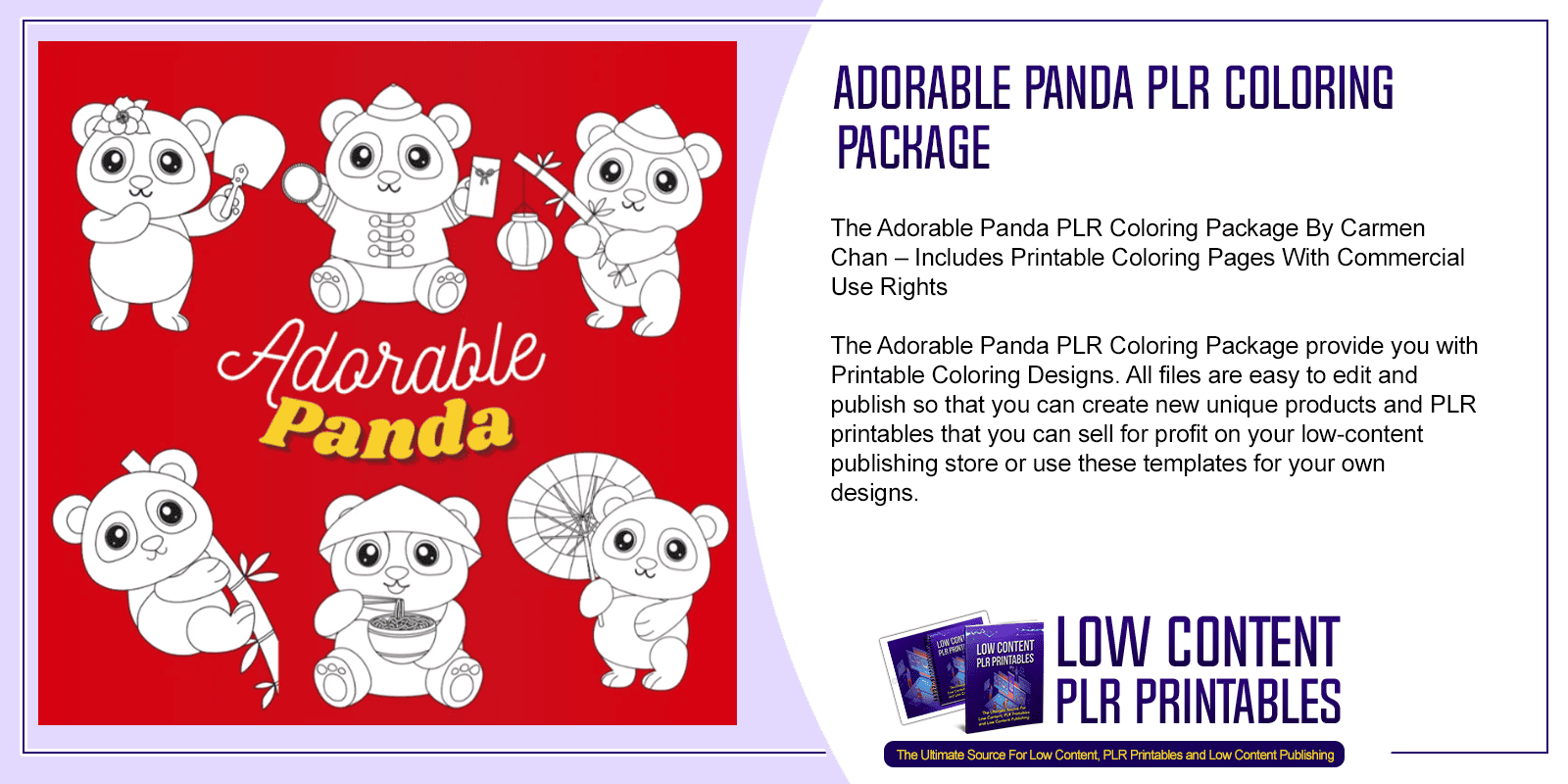 Adorable Panda PLR Coloring Package