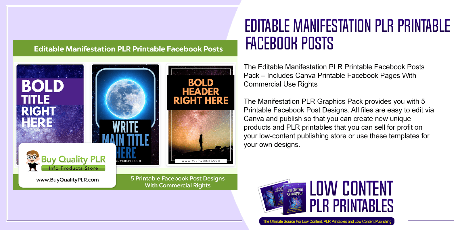 Editable Manifestation PLR Printable Facebook Posts