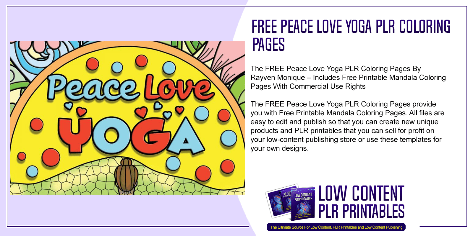 FREE Peace Love Yoga PLR Coloring Pages