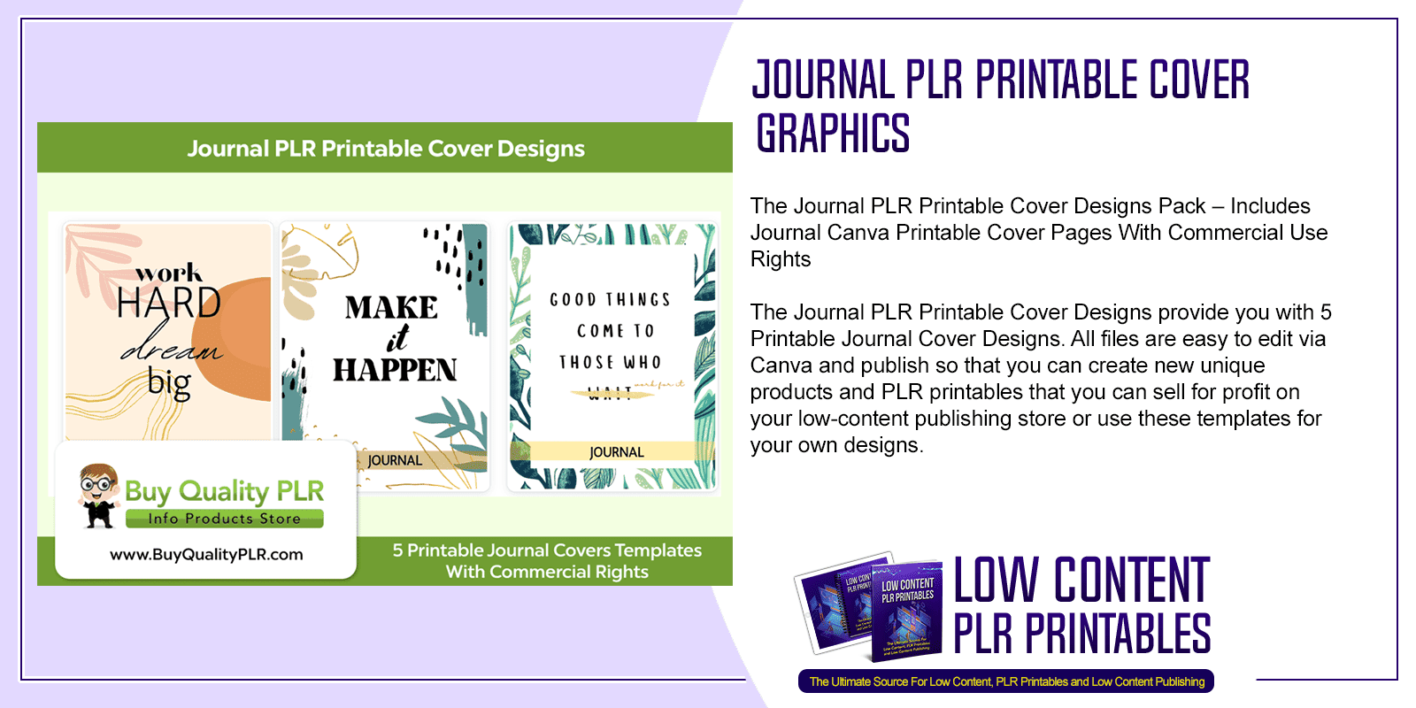 Journal PLR Printable Cover Graphics