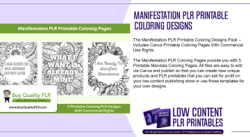 Manifestation PLR Printable Coloring Designs