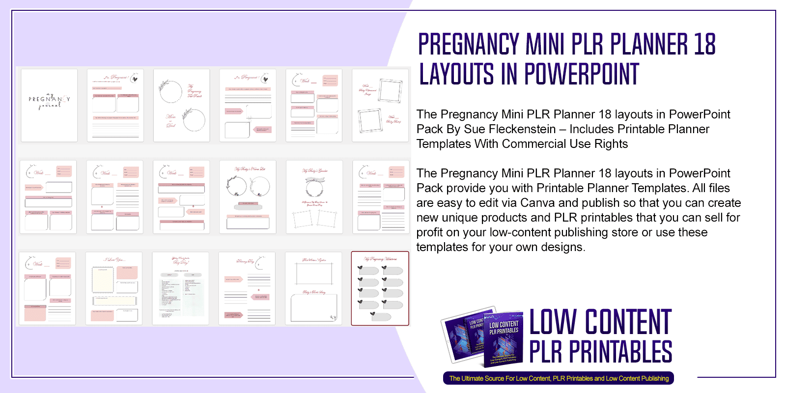 Pregnancy Mini PLR Planner 18 layouts in PowerPoint