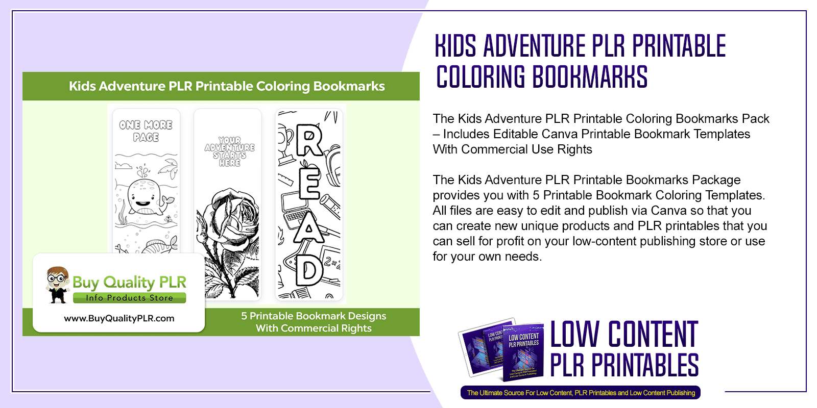 Kids Adventure PLR Printable Coloring Bookmarks