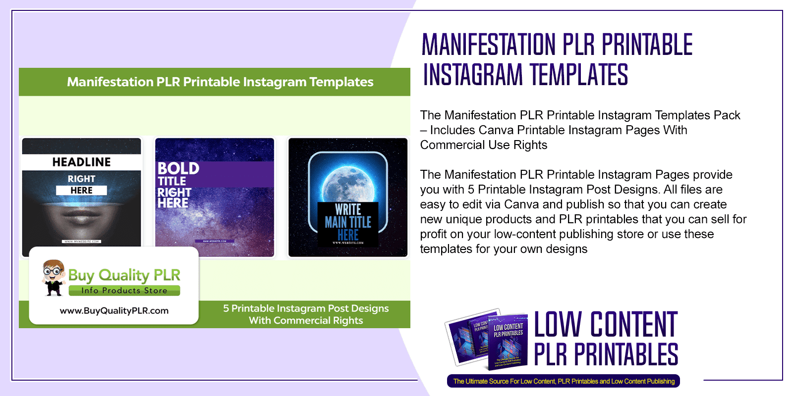 Manifestation PLR Printable Instagram Template
