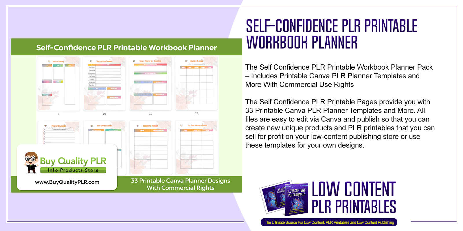 Self Confidence PLR Printable Workbook Planner