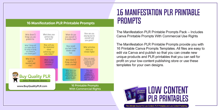 16 Manifestation PLR Printable Prompts | PLR Printable Prompts