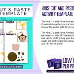 Kids Cut and Paste Animals PLR Activity Template