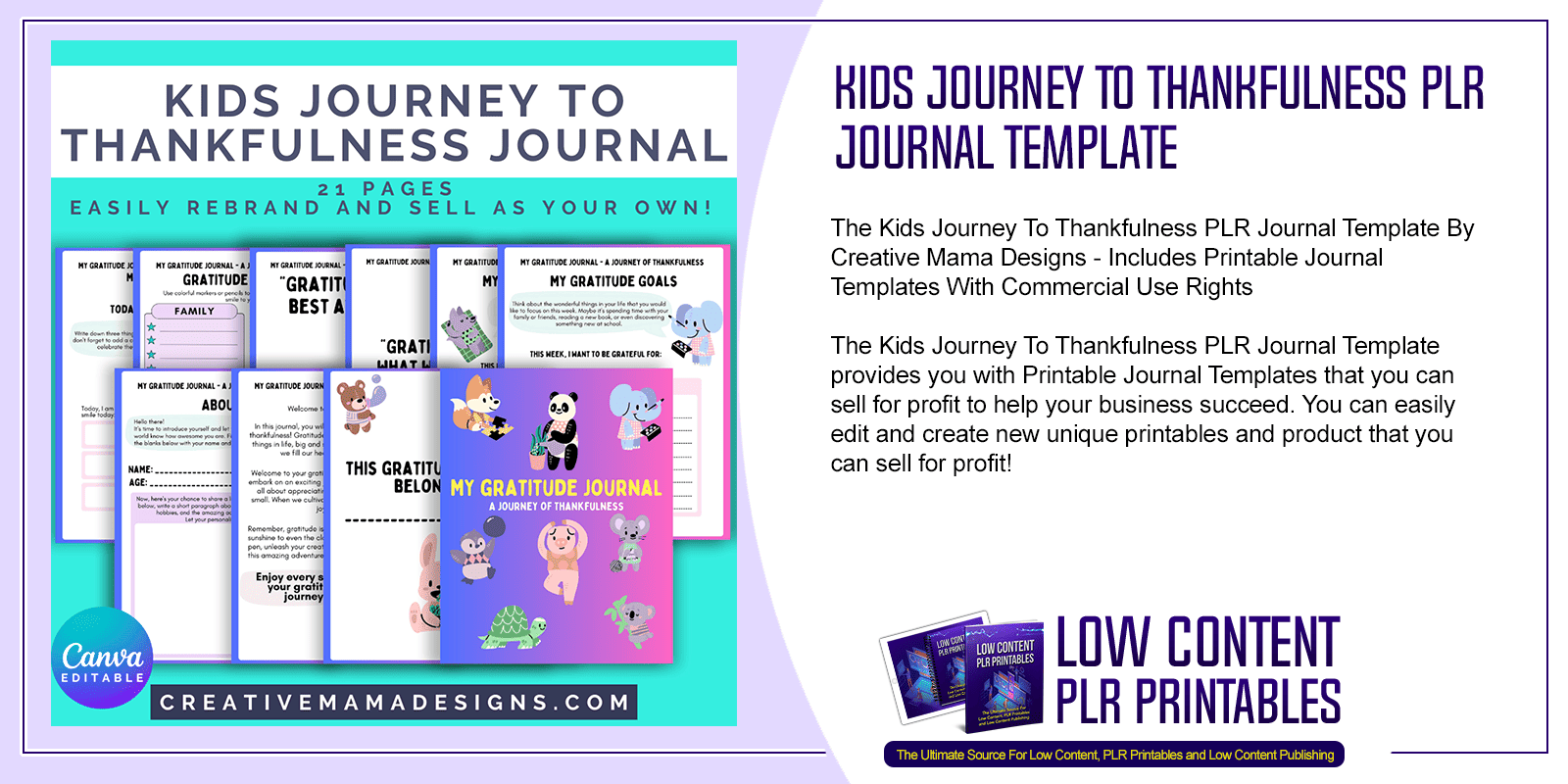 Kids Journey To Thankfulness PLR Journal Template