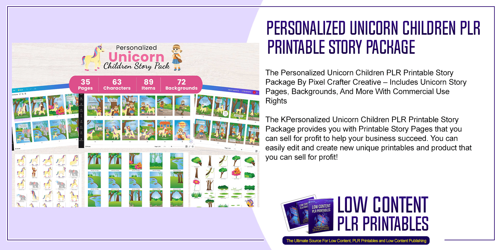 Personalized Unicorn Children PLR Printable Story Package