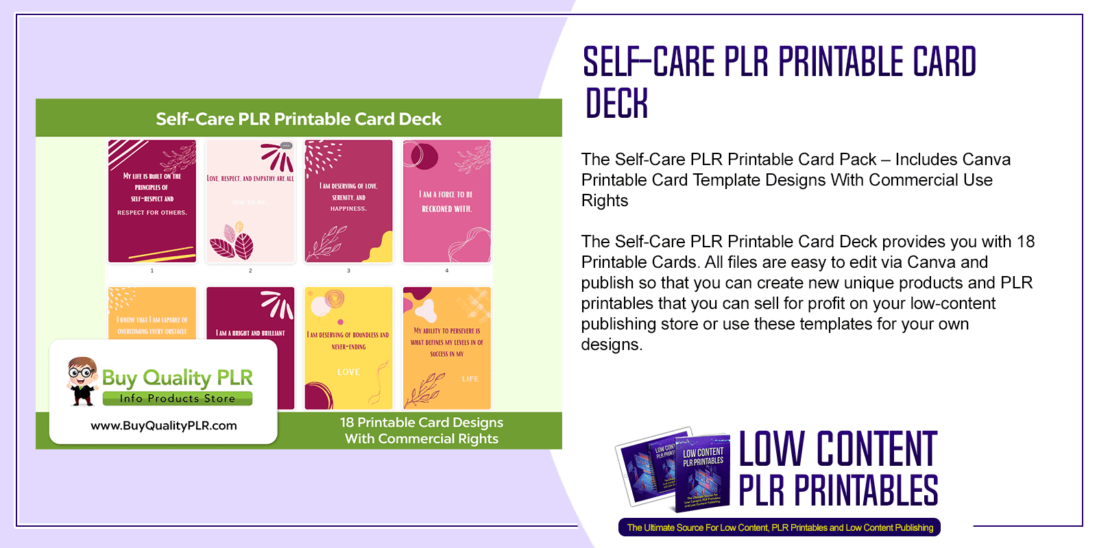 Self Care PLR Printable Card Deck