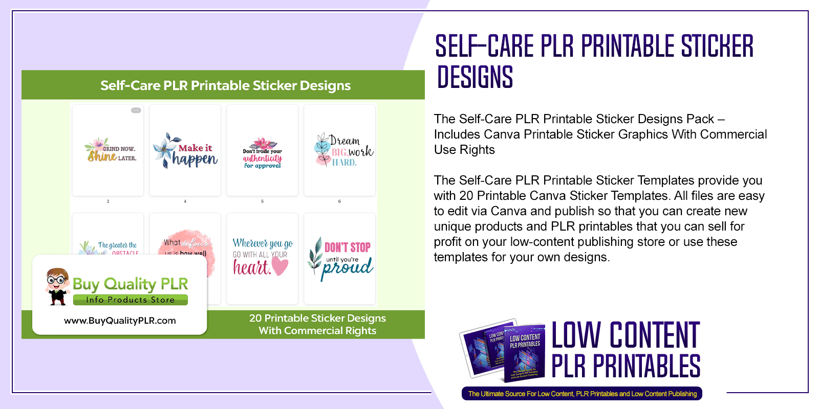 Self Care PLR Printable Sticker Designs
