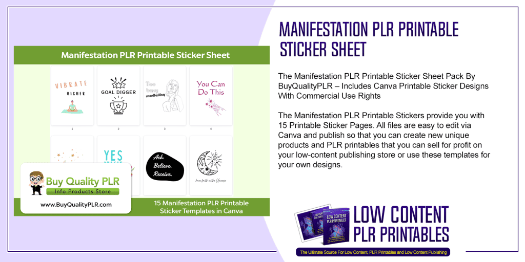 Manifestation PLR Printable Sticker Sheet | PLR Printable Stickers