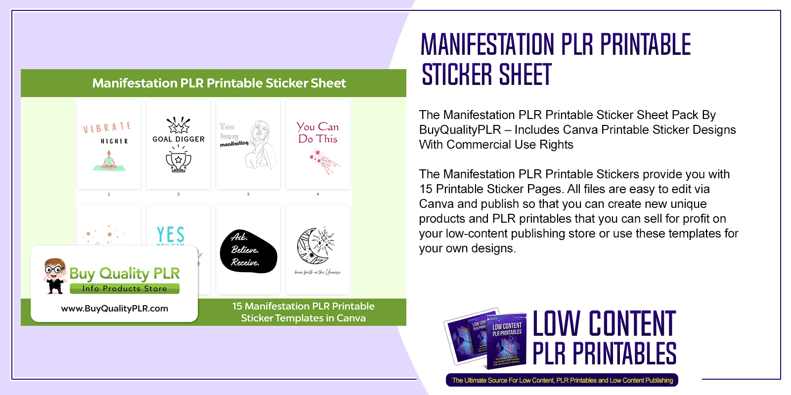 Manifestation PLR Printable Sticker Sheet
