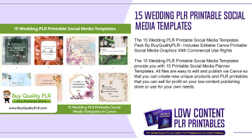 15 Wedding PLR Printable Social Media Templates