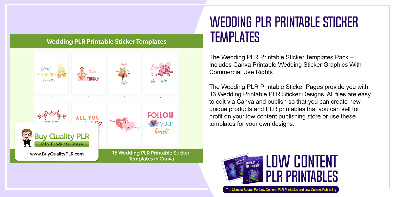 Wedding PLR Printable Sticker Templates