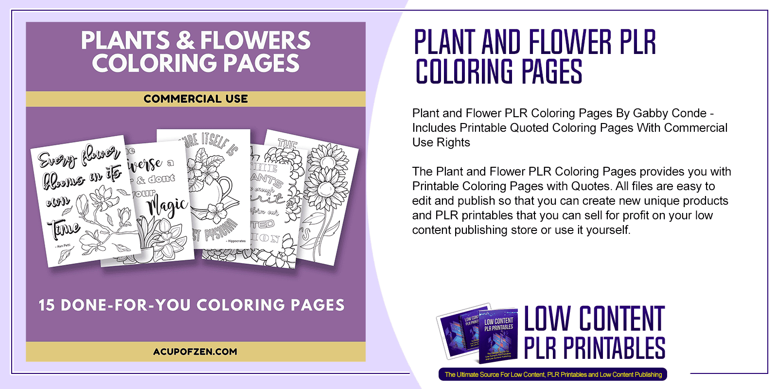 Plant and Flower PLR Coloring Pages