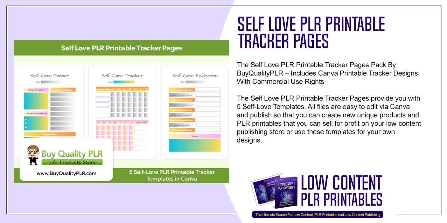 Self Love PLR Printable Tracker Pages | Self Love PLR Printable