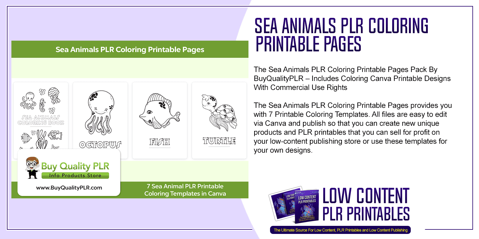 Sea Animals PLR Coloring Printable Pages