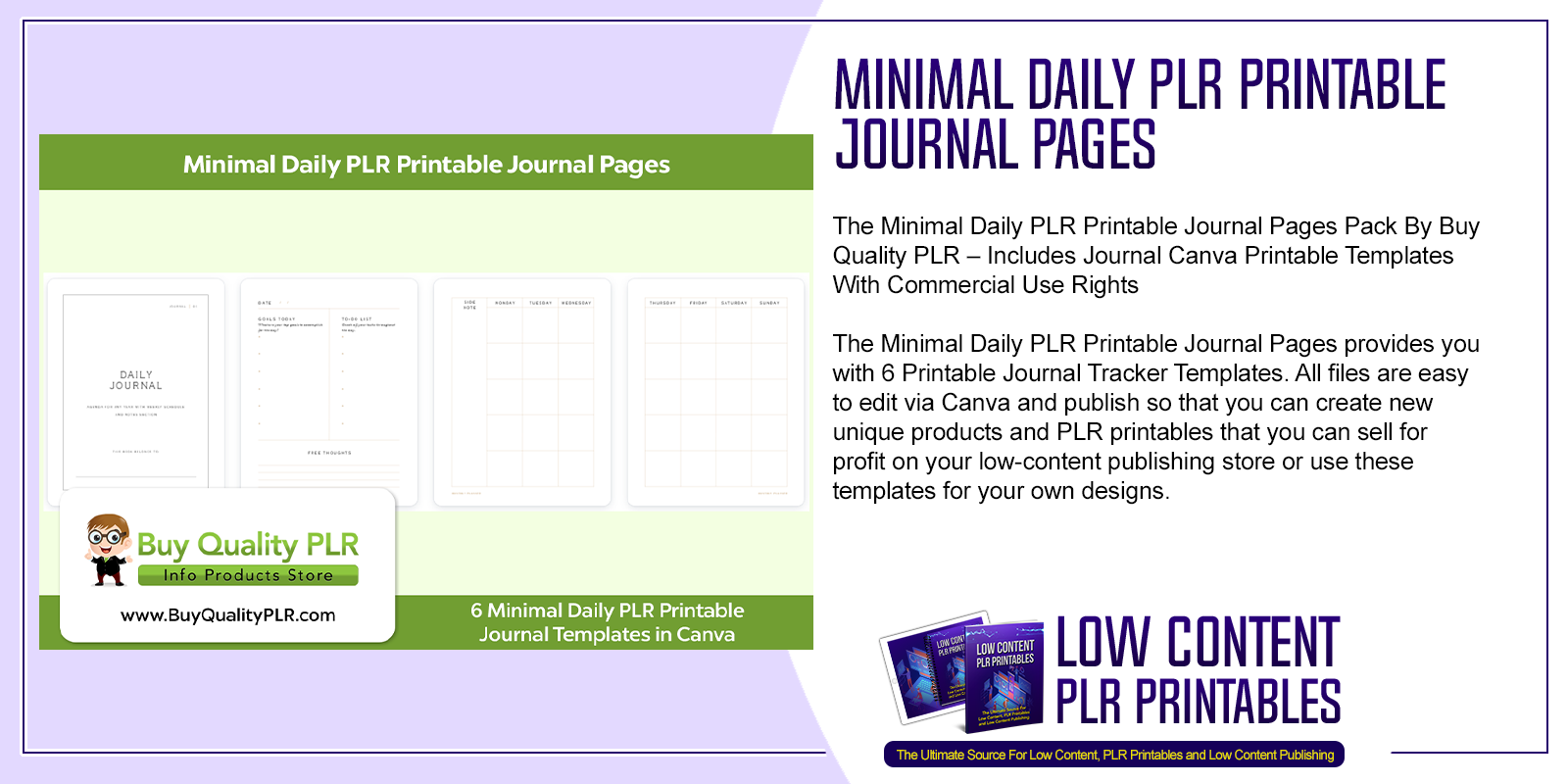 Minimal Daily PLR Printable Journal Pages