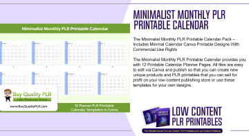 Minimalist Monthly PLR Printable Calendar