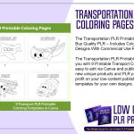 Transportation PLR Printable Coloring Pages