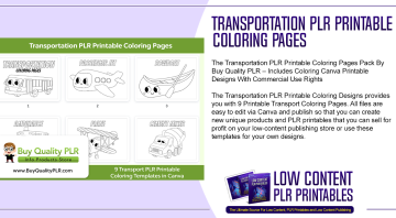 Transportation PLR Printable Coloring Pages