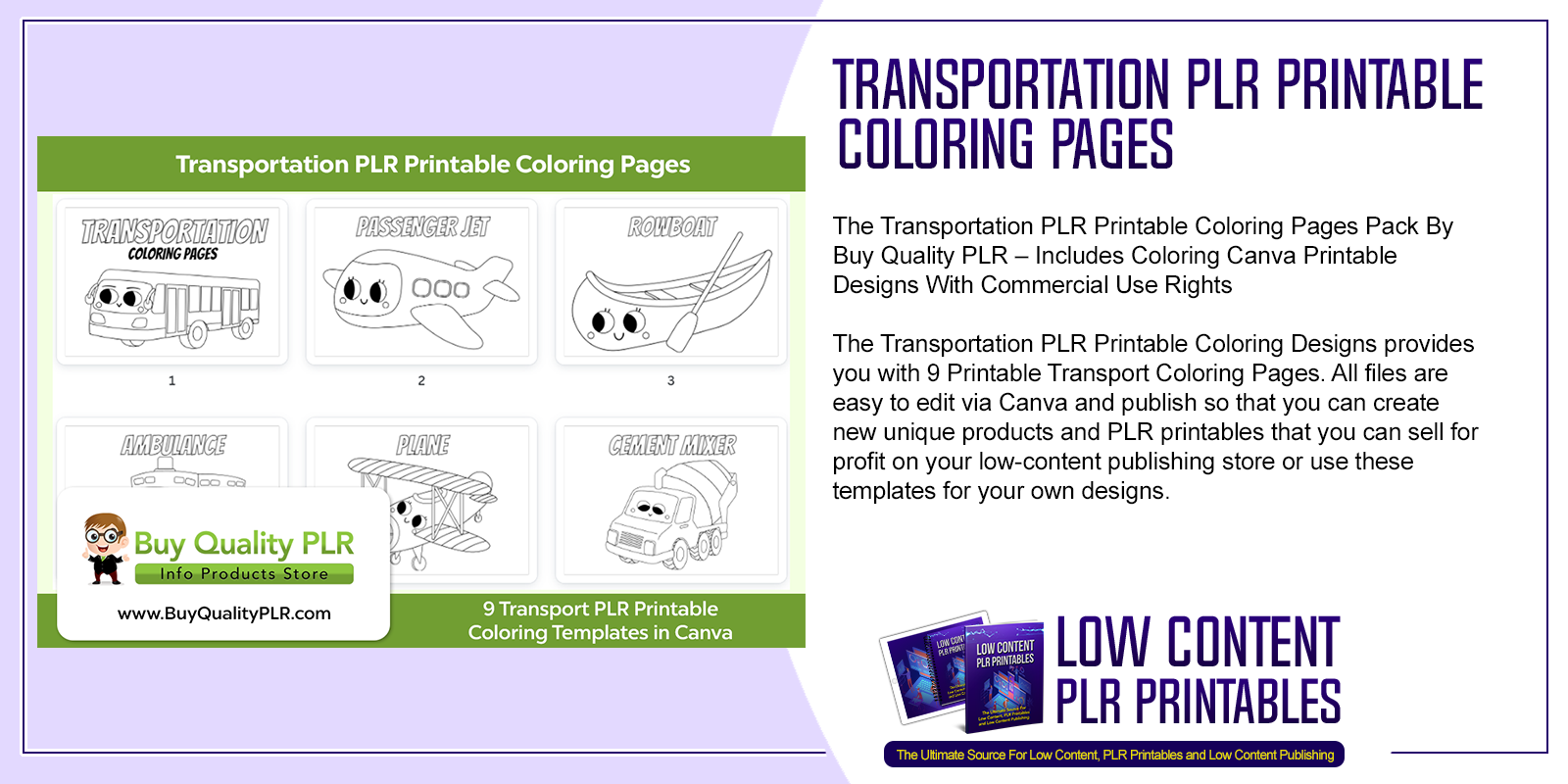 Transportation PLR Printable Coloring Pages