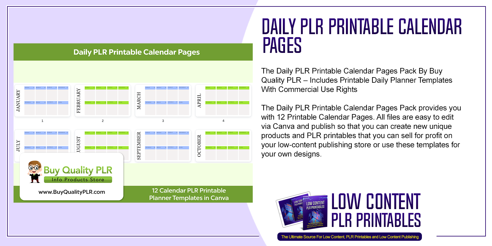 Daily PLR Printable Calendar Pages