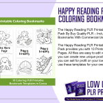 Happy Reading PLR Printable Coloring Bookmarks