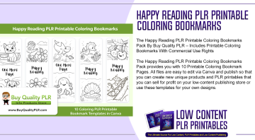 Happy Reading PLR Printable Coloring Bookmarks