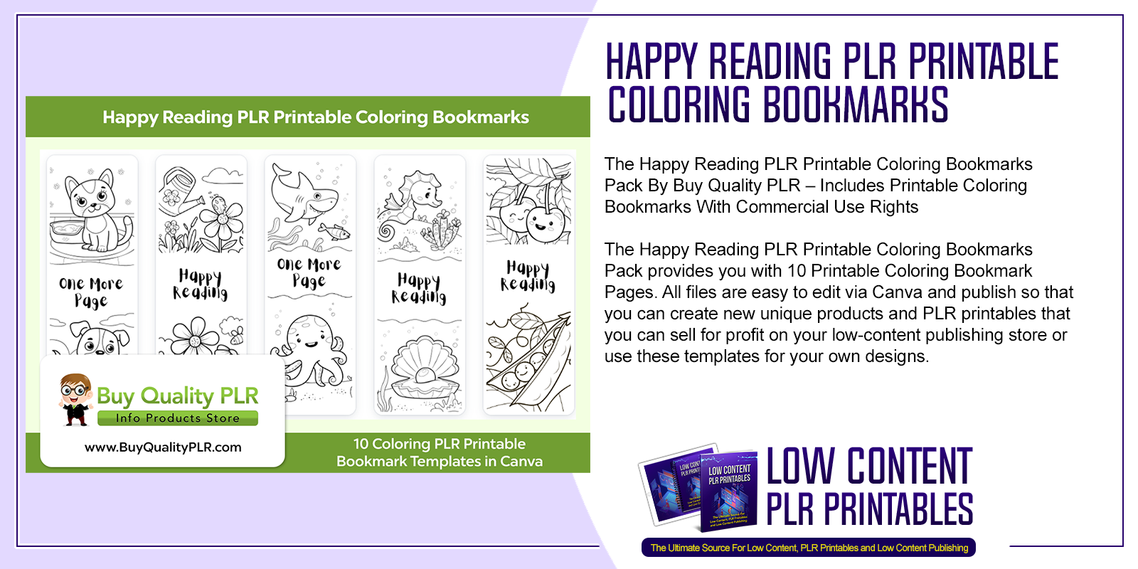 Happy Reading PLR Printable Coloring Bookmarks